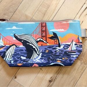 CHALO & Co. San Francisco Cosmetic Bag Small Purse Whales Sailboats Nautical